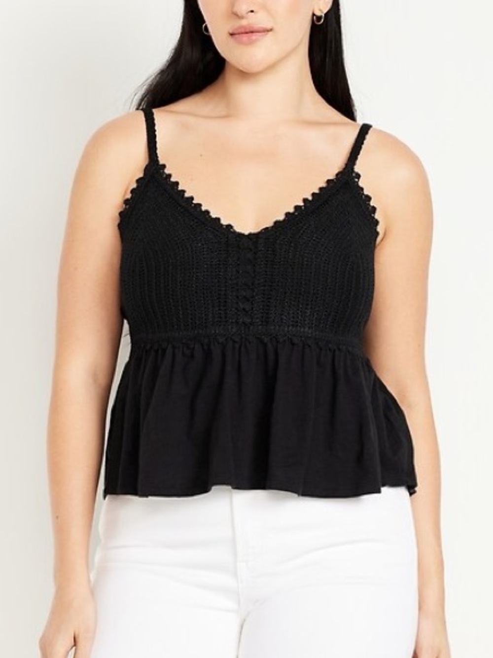 Old Navy Sleeveless Crochet Top Black Jack Boho Minimalist Festival Size XL